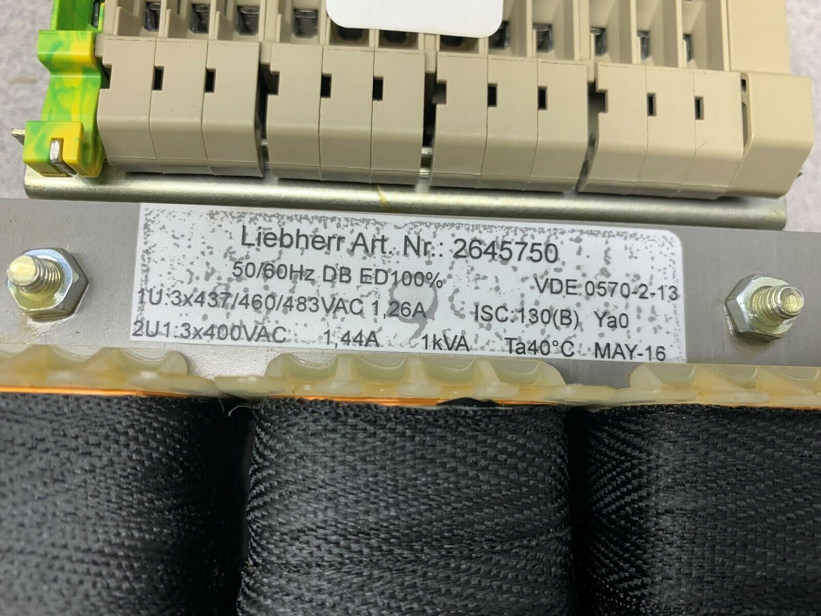 NEW NO BOX LIEBHERR 2645750 TRANSFORMER VDE0570-2-13