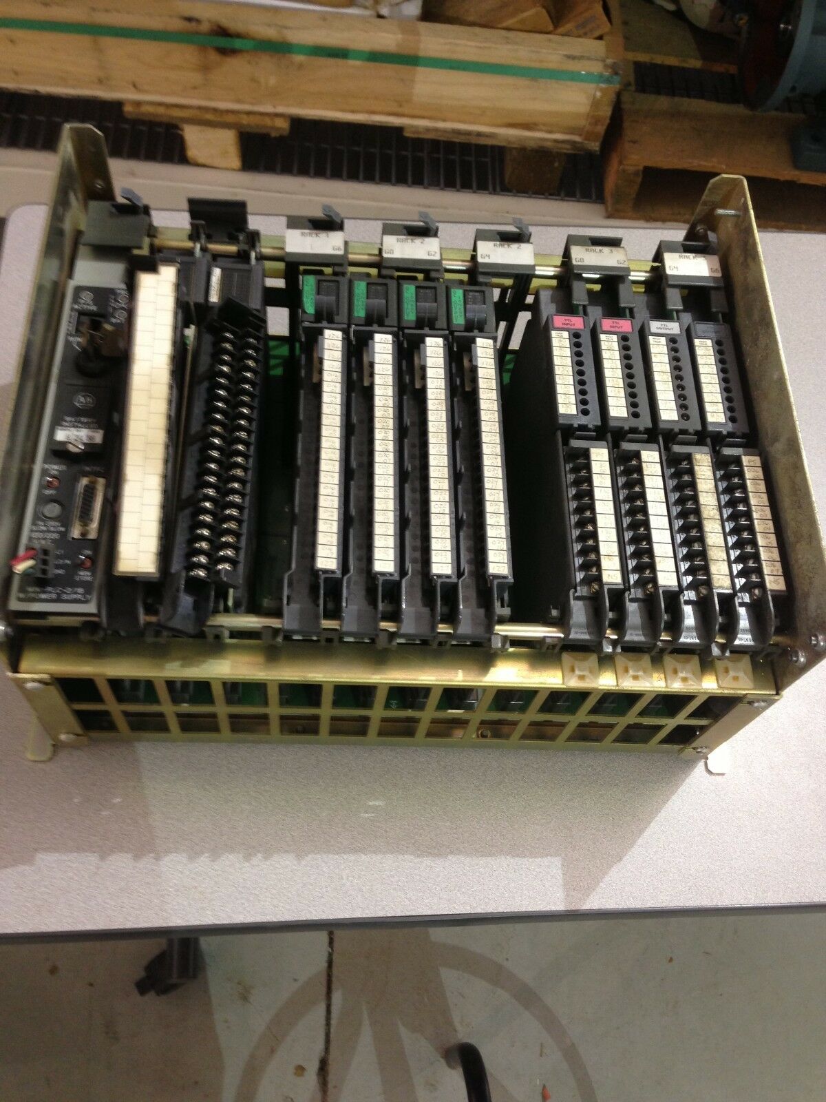 USED ALLEN-BRADLEY PLC CHASSIS 1771-A3B WITH PROCESSOR AND 10 MODULES