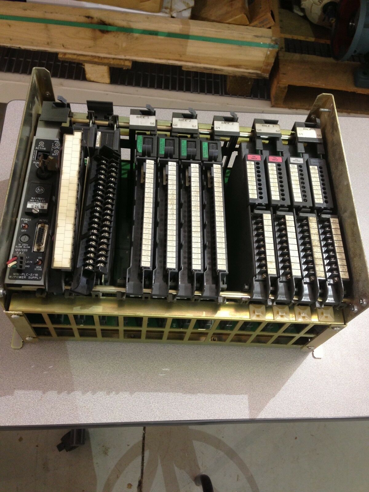 USED ALLEN-BRADLEY PLC CHASSIS 1771-A3B WITH PROCESSOR AND 10 MODULES